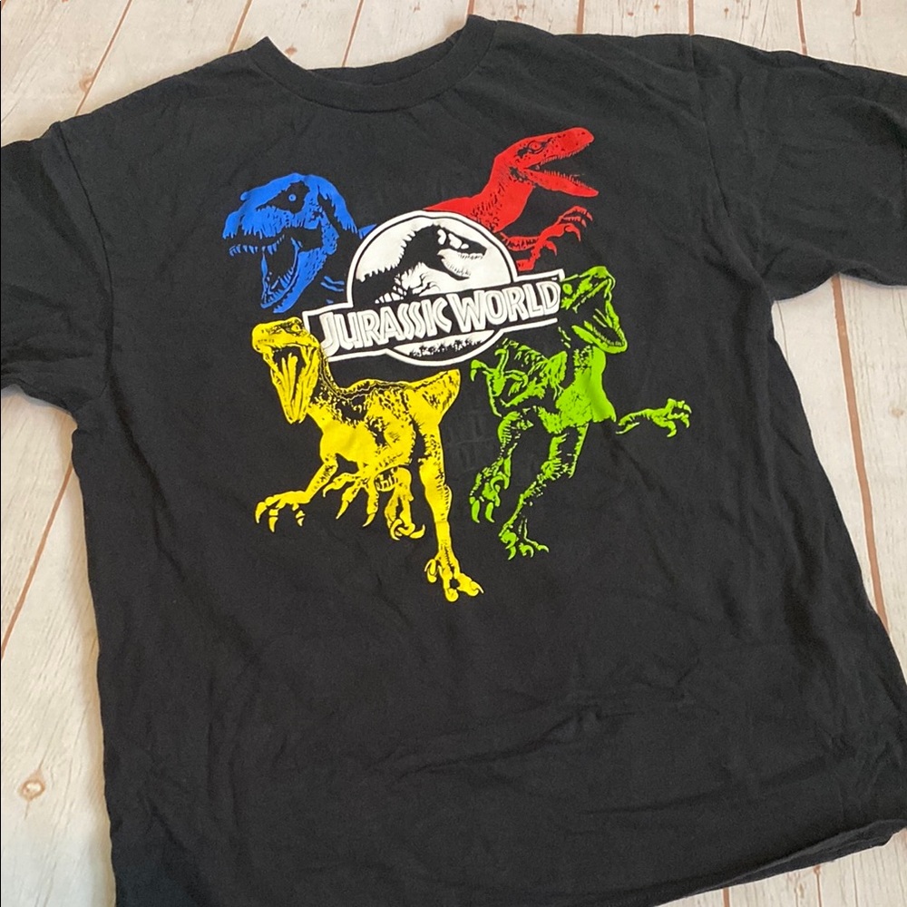 Jurassic World Black Red, Blue, Yellow, Green Dinosaur Graphic T-Shirt